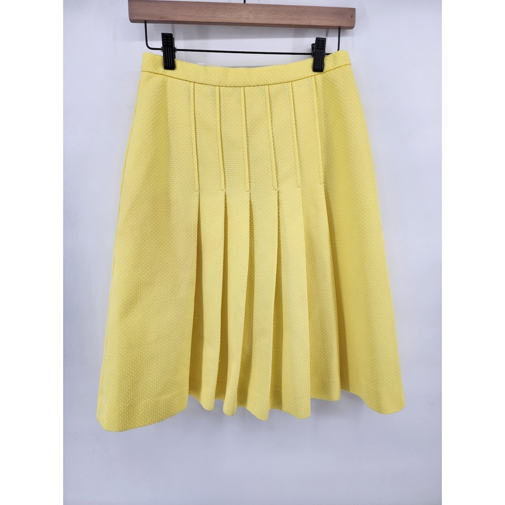 Talbott Travler Yellow Polka Dot Pleated A-Line Skirt 12